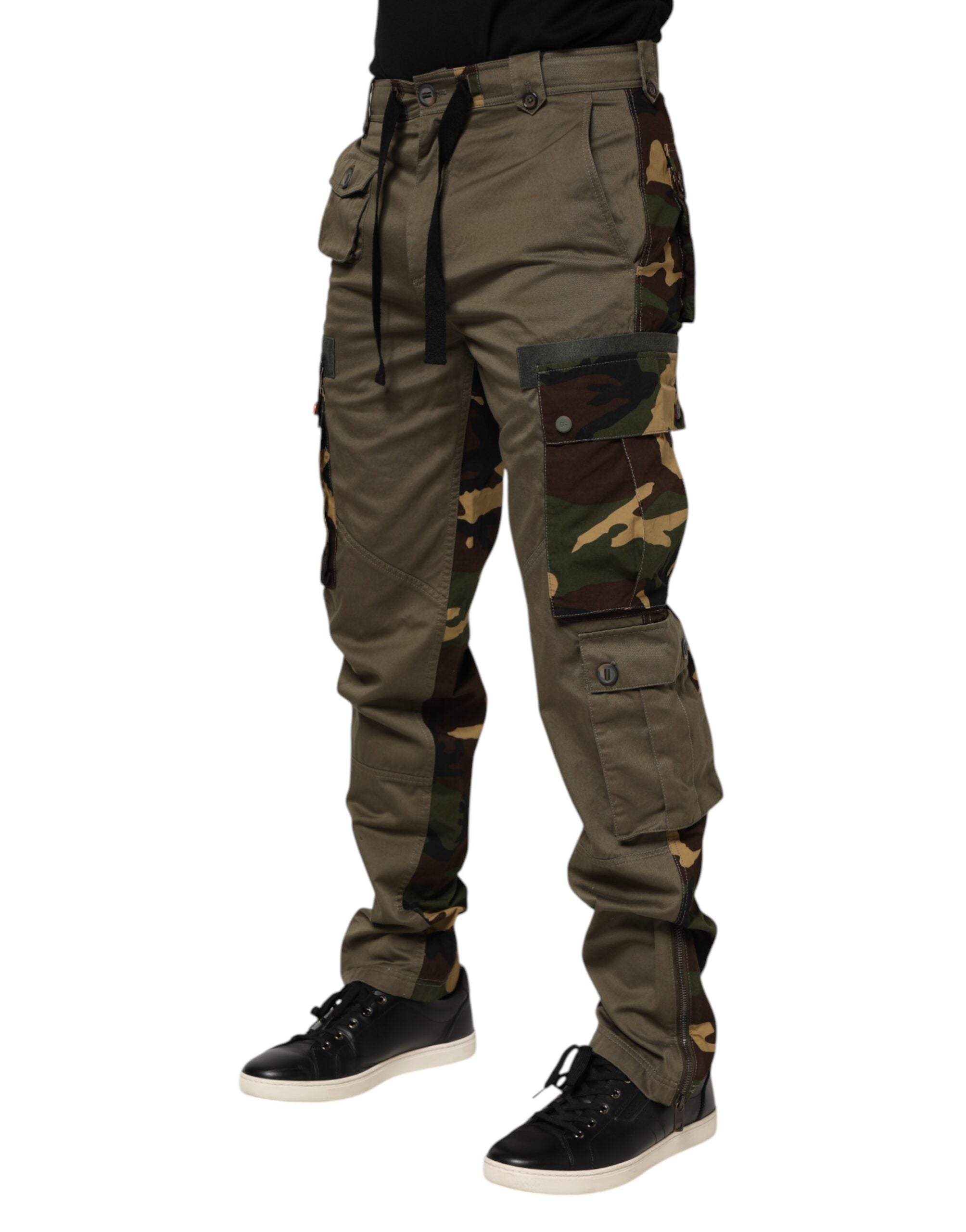 Dolce & Gabbana Brown Cotton Camouflage Cargo Pants